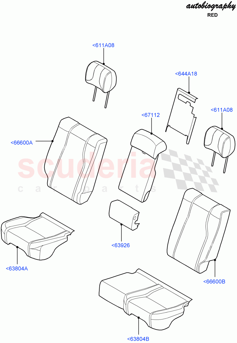 Rear Seat Covers(2S AL Leather Diamond,With 60/40 Power Fold Thru Rr Seat)((V)FROMHA000001,(V)TOHA999999) of Land Rover Land Rover Range Rover (2012-2021) [5.0 OHC SGDI NA V8 Petrol]