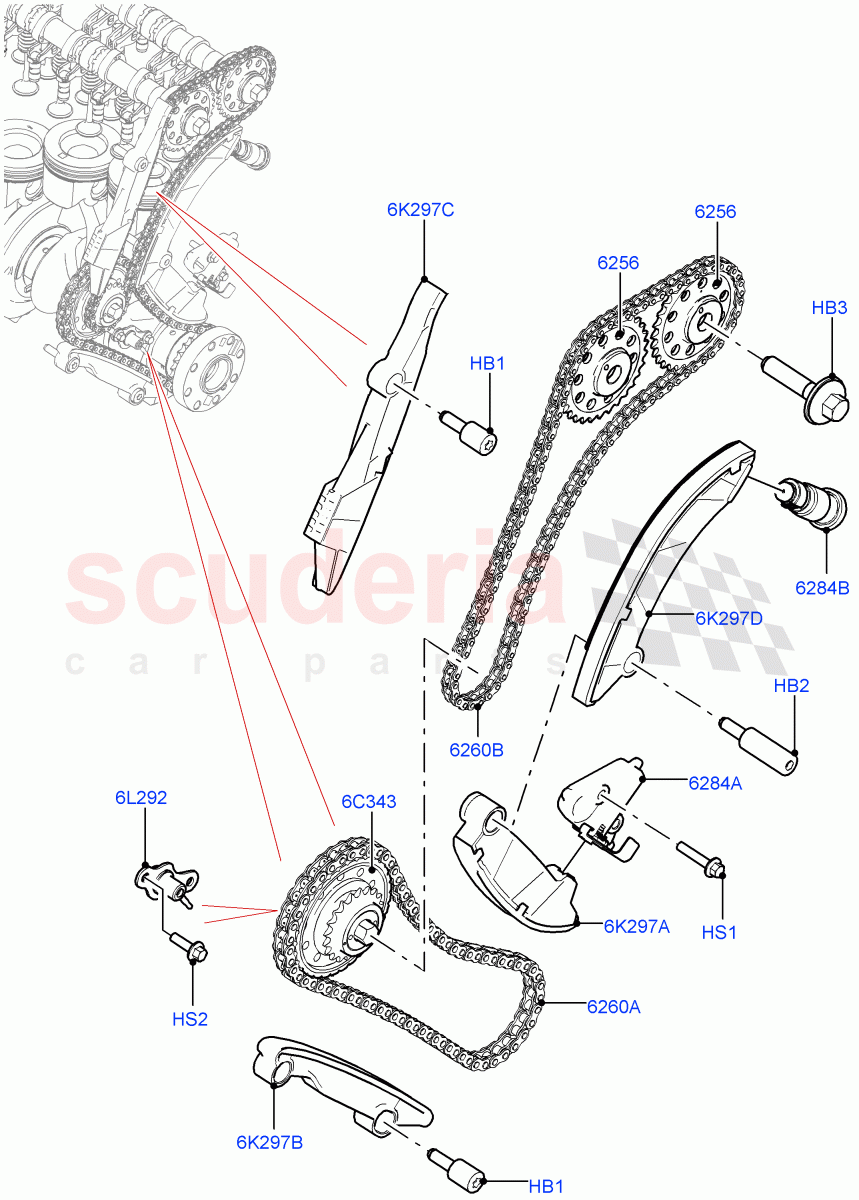 Timing Gear(3.0L AJ20D6 Diesel High)((V)FROMLA000001) of Land Rover Land Rover Range Rover (2012-2021) [3.0 I6 Turbo Diesel AJ20D6]