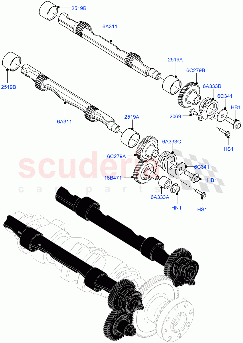 Balance Shafts And Drive(2.0L AJ21D4 Diesel Mid,Halewood (UK))((V)FROMMH000001) of Land Rover Land Rover Range Rover Evoque (2019+) [2.0 Turbo Diesel AJ21D4]