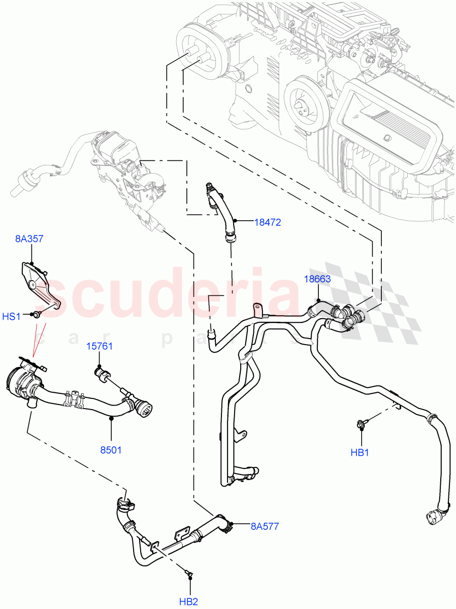 Heater Hoses(Front)(3.0L AJ20D6 Diesel High,With Fuel Fired Heater,Premium Air Conditioning-Front/Rear)((V)FROMLA000001) of Land Rover Land Rover Range Rover Sport (2014+) [2.0 Turbo Diesel]