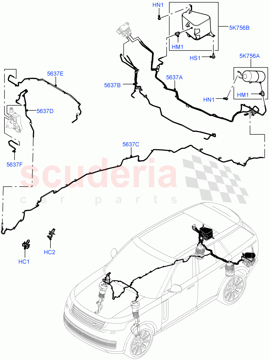 Air Suspension Compressor And Lines (Air Suspension Lines) of Land Rover Land Rover Range Rover (2022+) [4.4 V8 Turbo Petrol NC10]