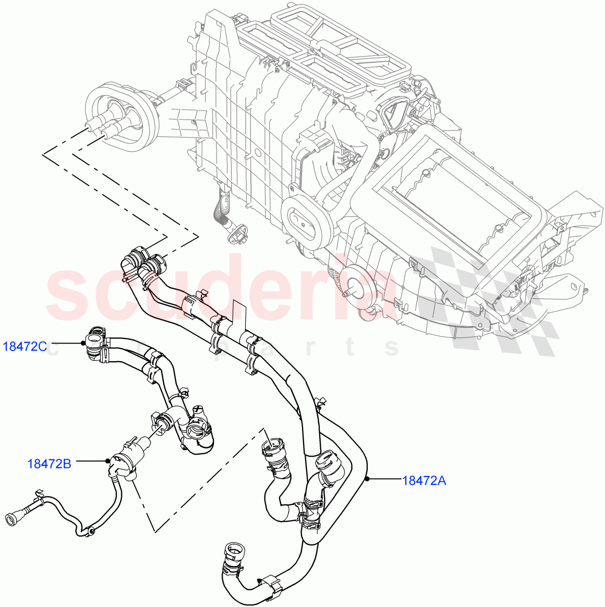 Heater Hoses(2.0L I4 High DOHC AJ200 Petrol,Less Heater,2.0L I4 Mid DOHC AJ200 Petrol,With Ptc Heater) of Land Rover Land Rover Range Rover Velar (2017+) [3.0 DOHC GDI SC V6 Petrol]