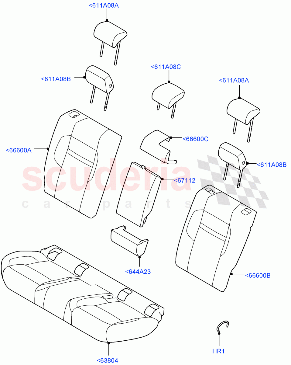 Rear Seat Covers(Diamond Perf Windsor Leather,Itatiaia (Brazil)) of Land Rover Land Rover Range Rover Evoque (2019+) [2.0 Turbo Petrol AJ200P]