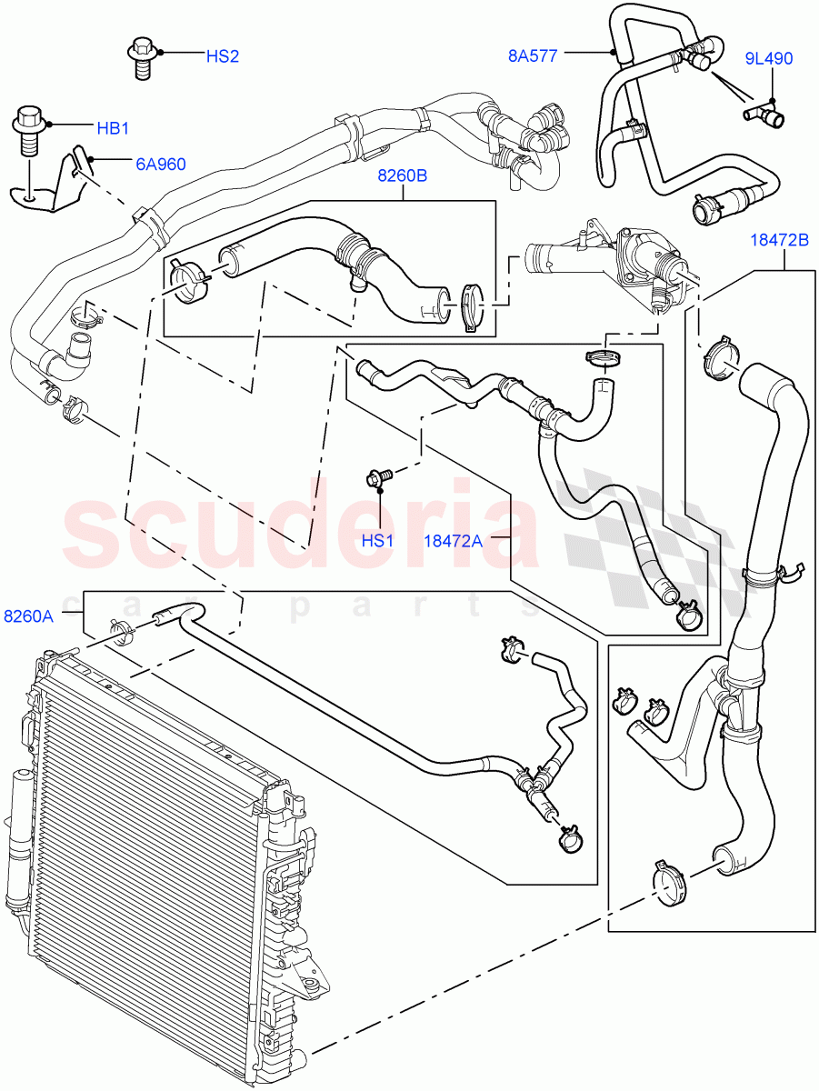 Cooling System Pipes And Hoses (AJ Petrol 4.4 V8 EFI (220KW)) of Land Rover Land Rover Range Rover Sport (2005-2009) [4.4 AJ Petrol V8]