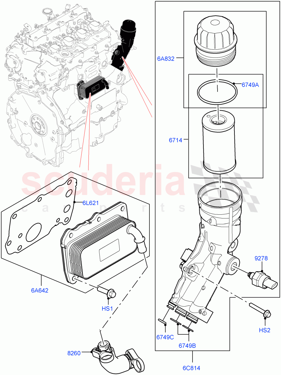 Oil Cooler And Filter(2.0L AJ20P4 Petrol Mid PTA,Changsu (China)) of Land Rover Land Rover Discovery Sport (2015+) [2.0 Turbo Petrol AJ200P]