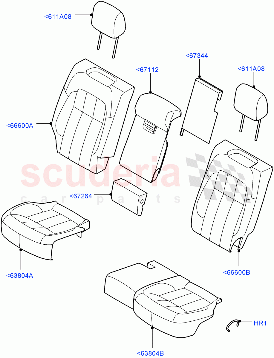 Rear Seat Covers (Semi Aniline Leather Perf, Version - Core, Non SVR) ((V) FROMJA000001) of Land Rover Land Rover Range Rover Sport (2014+) [2.0 Turbo Petrol GTDI]