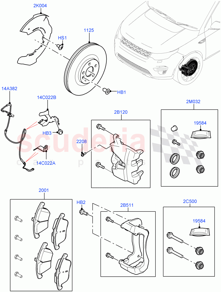 Front Brake Discs And Calipers (Changsu (China), Disc And Caliper Size-Frt 18/RR 16, Disc And Caliper Size-Frt 18/RR 17) ((V) FROMMG140569) of Land Rover Land Rover Discovery Sport (2015+) [2.2 Single Turbo Diesel]