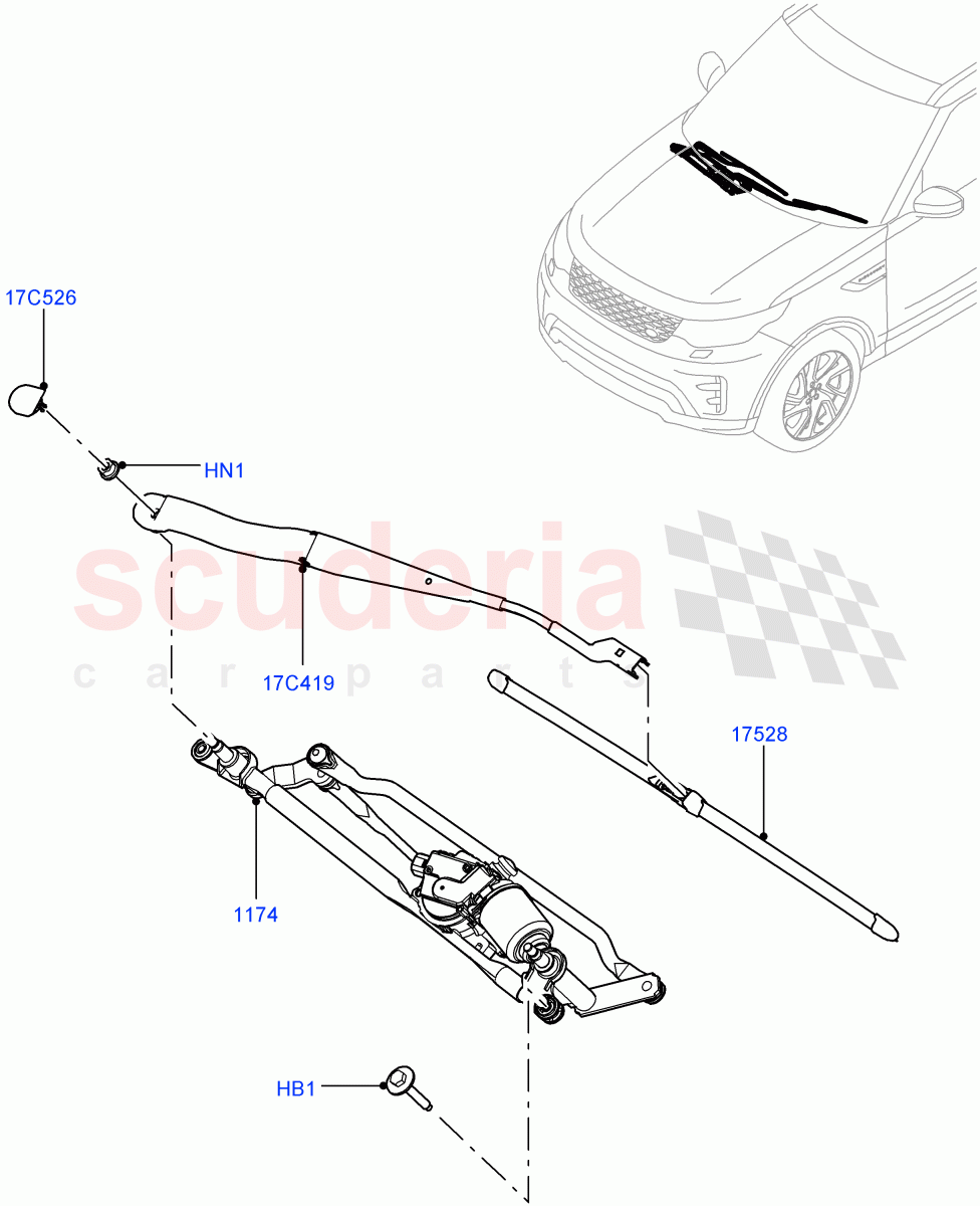 Windscreen Wiper(Nitra Plant Build)((V)FROMK2000001) of Land Rover Land Rover Discovery 5 (2017+) [2.0 Turbo Petrol AJ200P]