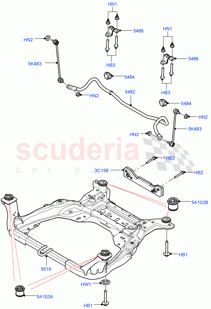 Front Cross Member & Stabilizer Bar(Halewood (UK))((V)TOKH999999) of Land Rover Land Rover Discovery Sport (2015+) [2.0 Turbo Diesel AJ21D4]