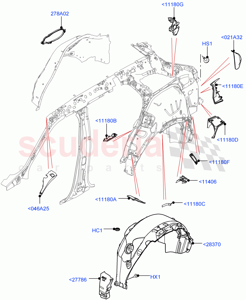 Side Panels - Inner (Wheelarch) of Land Rover Land Rover Range Rover Velar (2017+) [2.0 Turbo Petrol AJ200P]