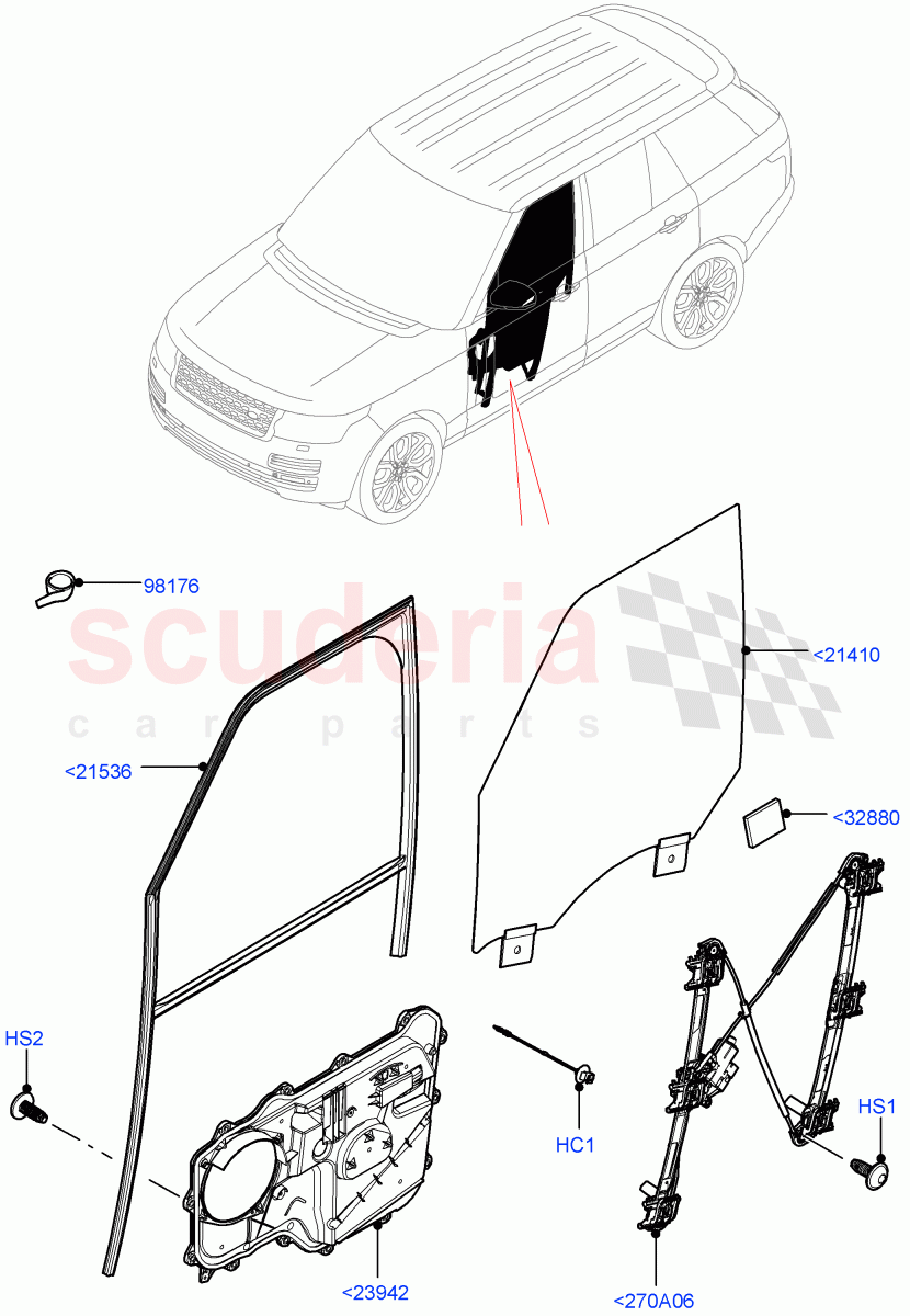 Front Door Glass & Window Controls of Land Rover Land Rover Range Rover (2012-2021) [2.0 Turbo Petrol AJ200P]