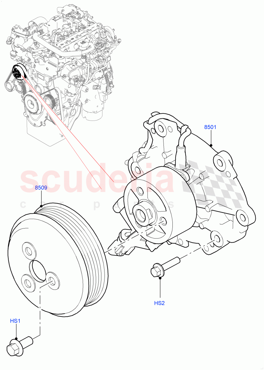 Water Pump (Nitra Plant Build) (2.0L I4 High DOHC AJ200 Petrol, 2.0L AJ200P Hi PHEV) ((V) FROMK2000001) of Land Rover Land Rover Discovery 5 (2017+) [2.0 Turbo Petrol AJ200P]