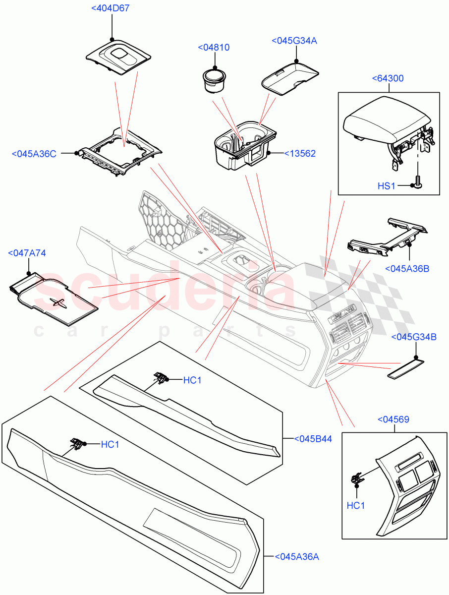 Console - Floor (External Components) (Itatiaia (Brazil)) ((V) FROMLT000001) of Land Rover Land Rover Discovery Sport (2015+) [2.0 Turbo Diesel AJ21D4]