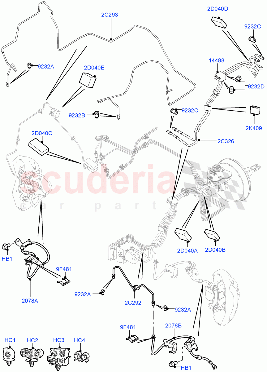 Front Brake Pipes(4.4L DOHC DITC V8 Diesel,8 Speed Auto Trans ZF 8HP45,LHD,3.0 V6 Diesel,8 Speed Auto Trans ZF 8HP70 4WD,2.0L I4 DSL HIGH DOHC AJ200,3.0L AJ20D6 Diesel High,8 Speed Auto Trans ZF 8HP76) of Land Rover Land Rover Range Rover Sport (2014+) [4.4 DOHC Diesel V8 DITC]