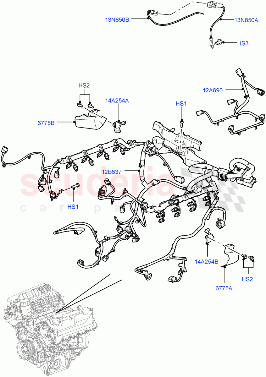 Electrical Wiring - Engine And Dash (Engine) (5.0L OHC SGDI NA V8 Petrol - AJ133) ((V) FROMAA000001) of Land Rover Land Rover Discovery 4 (2010-2016) [2.7 Diesel V6]