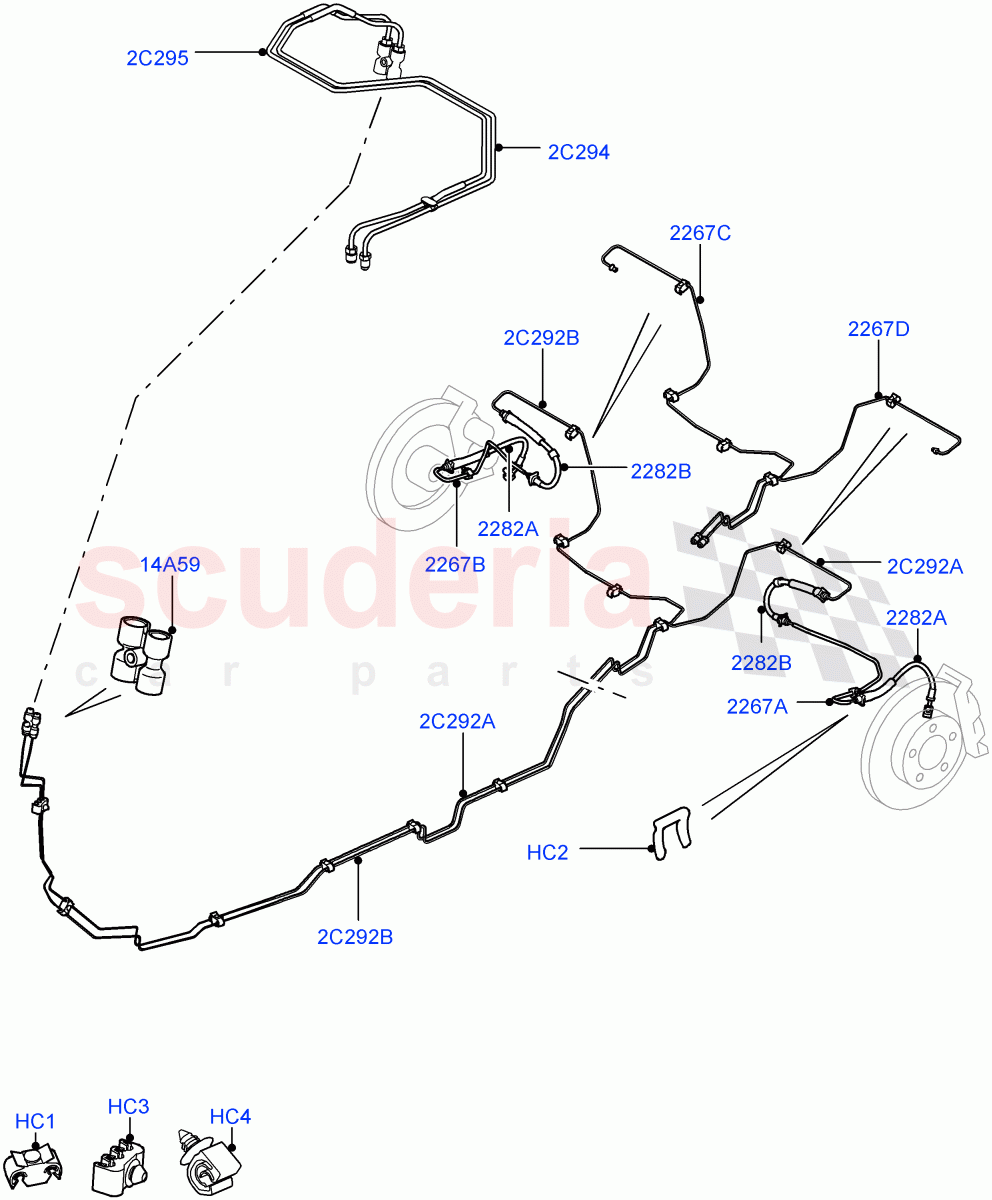 Rear Brake Pipes(LHD)((V)FROMAA000001) of Land Rover Land Rover Discovery 4 (2010-2016) [3.0 DOHC GDI SC V6 Petrol]