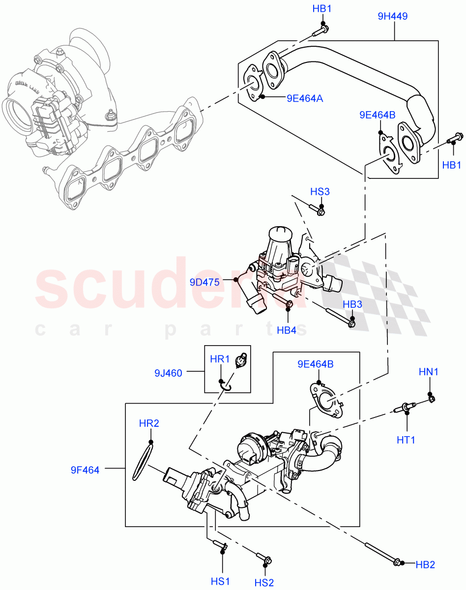 Exhaust Gas Recirculation (Solihull Plant Build, LH Side) (2.0L I4 DSL HIGH DOHC AJ200) ((V) FROMKA000001) of Land Rover Land Rover Range Rover Sport (2014+) [2.0 Turbo Diesel]
