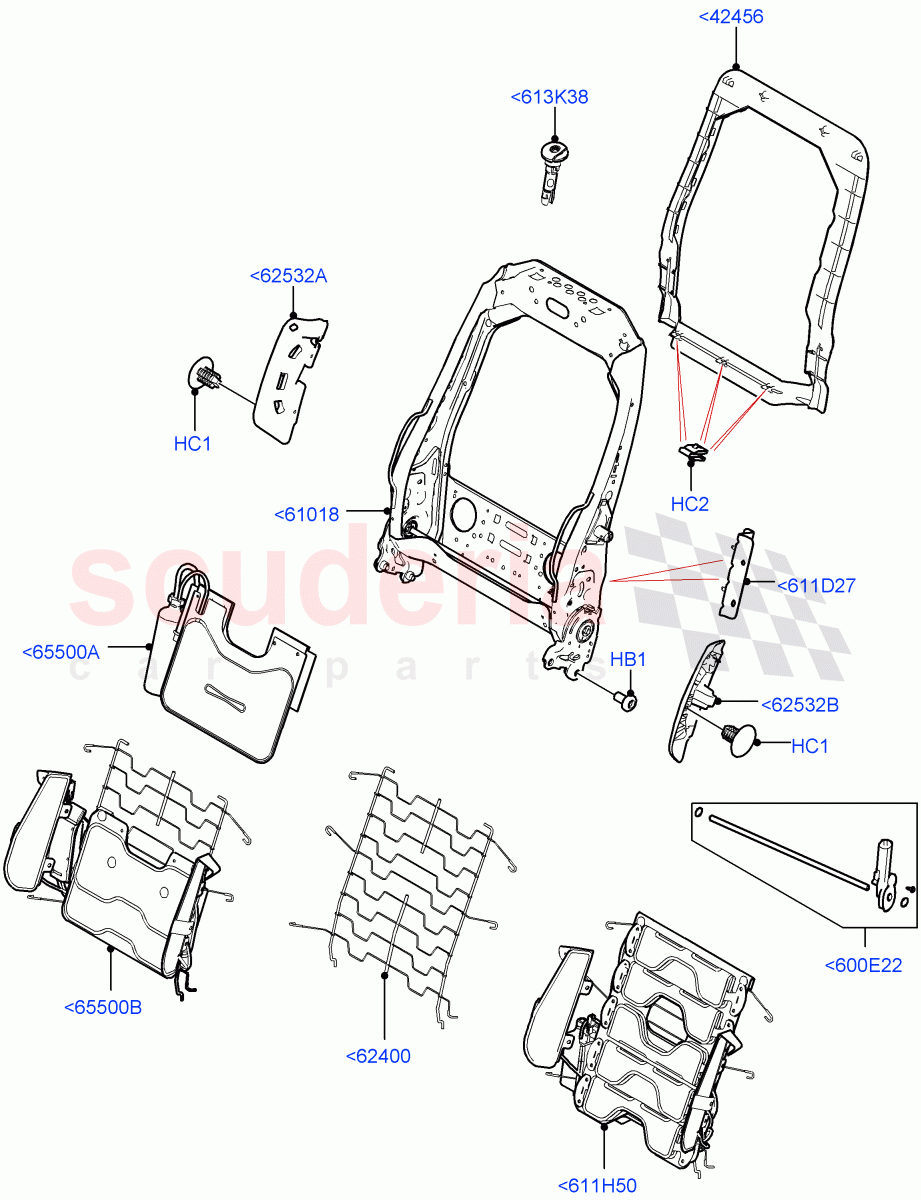 Front Seat Back(Nitra Plant Build)((V)FROMK2000001,(V)TOL2999999) of Land Rover Land Rover Discovery 5 (2017+) [2.0 Turbo Petrol AJ200P]