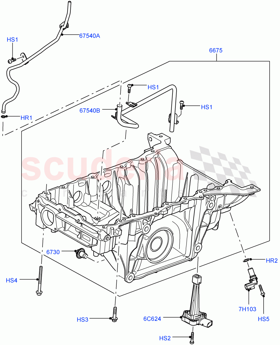 Oil Pan/Oil Level Indicator(5.0L OHC SGDI SC V8 Petrol - AJ133)((V)FROMAA000001) of Land Rover Land Rover Range Rover (2010-2012) [5.0 OHC SGDI SC V8 Petrol]