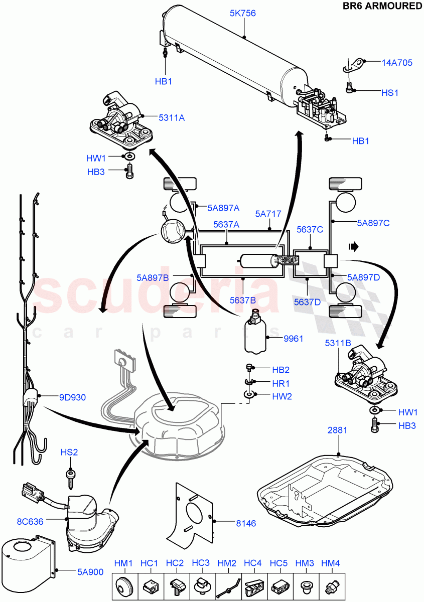 Air Suspension Compressor And Lines (With B6 Level Armouring) ((V) FROMAA000001) of Land Rover Land Rover Range Rover (2010-2012) [3.6 V8 32V DOHC EFI Diesel]