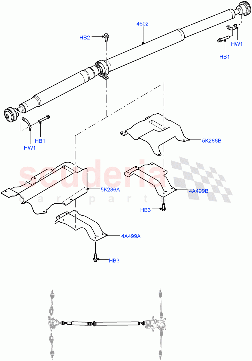 Drive Shaft - Rear Axle Drive(Propshaft)(Halewood (UK),Efficient Driveline)((V)FROMGH000001) of Land Rover Land Rover Range Rover Evoque (2012-2018) [2.0 Turbo Petrol AJ200P]