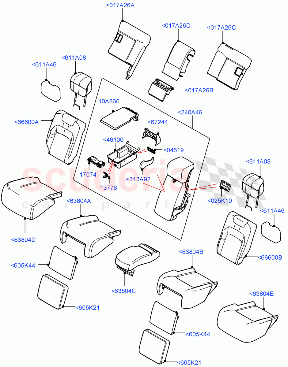 Rear Seat Covers(Semi Aniline Leather Perf,40/20/40 Super Slouch Rear Seat)((V)FROMJA000001) of Land Rover Land Rover Range Rover (2012-2021) [4.4 DOHC Diesel V8 DITC]