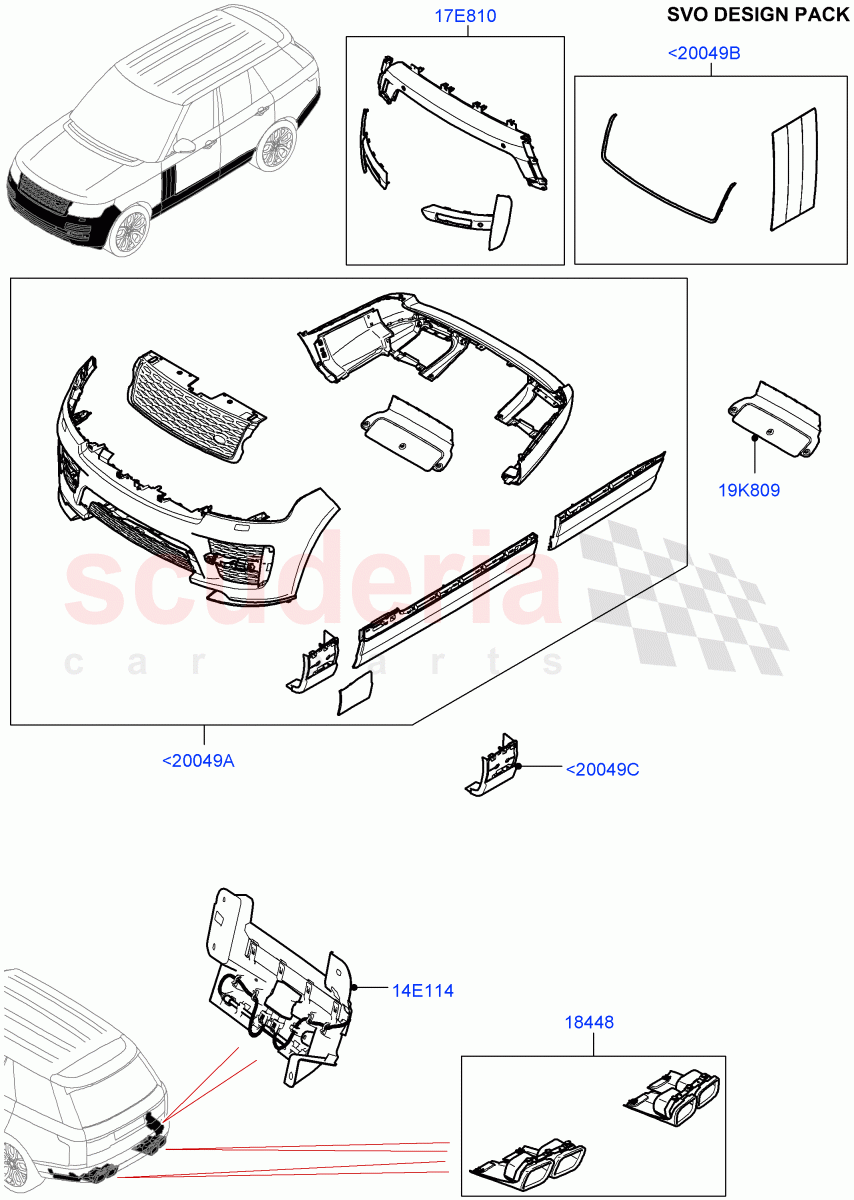 Exterior Body Styling Items(SVO Design Packs Kits)(Standard Wheelbase,With Diesel Fuel Capability,With Front Fog Lamps,Diesel/Electric - Hybrid,For Unleaded Fuel)((V)TOHA999999) of Land Rover Land Rover Range Rover (2012-2021) [2.0 Turbo Petrol AJ200P]