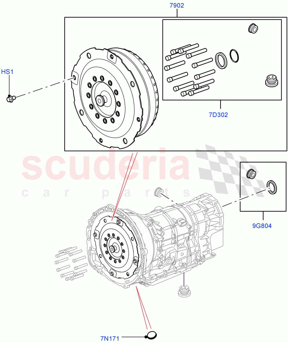 Converter (Nitra Plant Build) (3.0L AJ20P6 Petrol High, 8 Speed Auto Trans ZF 8HP76, 3.0L AJ20D6 Diesel High) of Land Rover Land Rover Discovery 5 (2017+) [2.0 Turbo Petrol AJ200P]