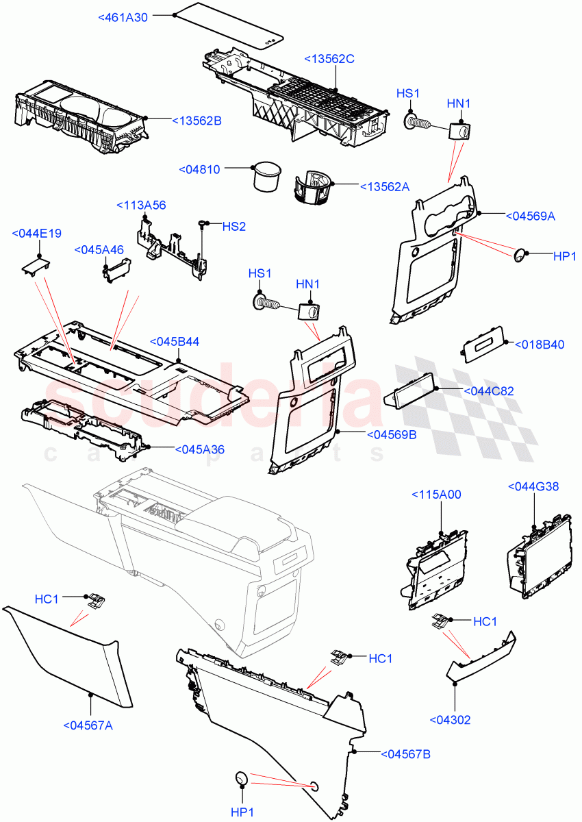Console - Floor (External Components, Solihull Plant Build) ((V) FROMHA000001) of Land Rover Land Rover Discovery 5 (2017+) [3.0 I6 Turbo Petrol AJ20P6]