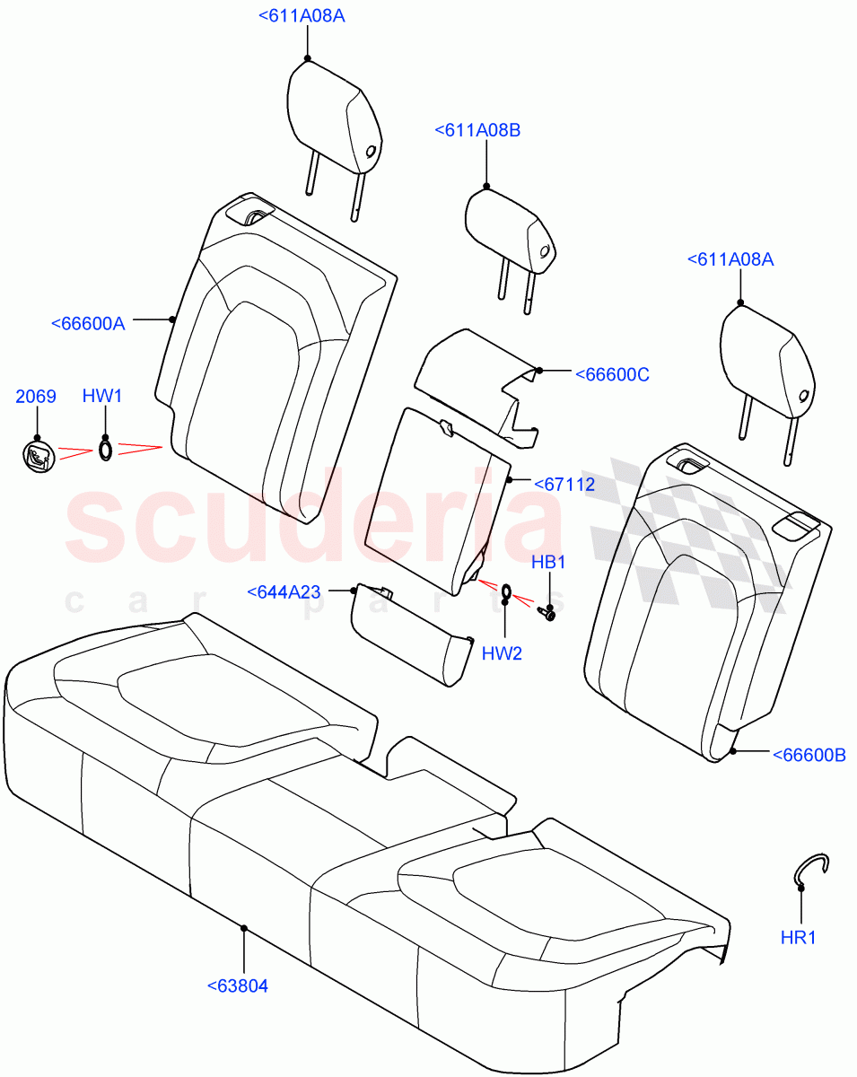 Rear Seat Covers(Taurus Leather,Rr Seat 40/20/40 Fixed Cushion)((V)FROMP2000001) of Land Rover Land Rover Defender (2020+) [5.0 OHC SGDI SC V8 Petrol]