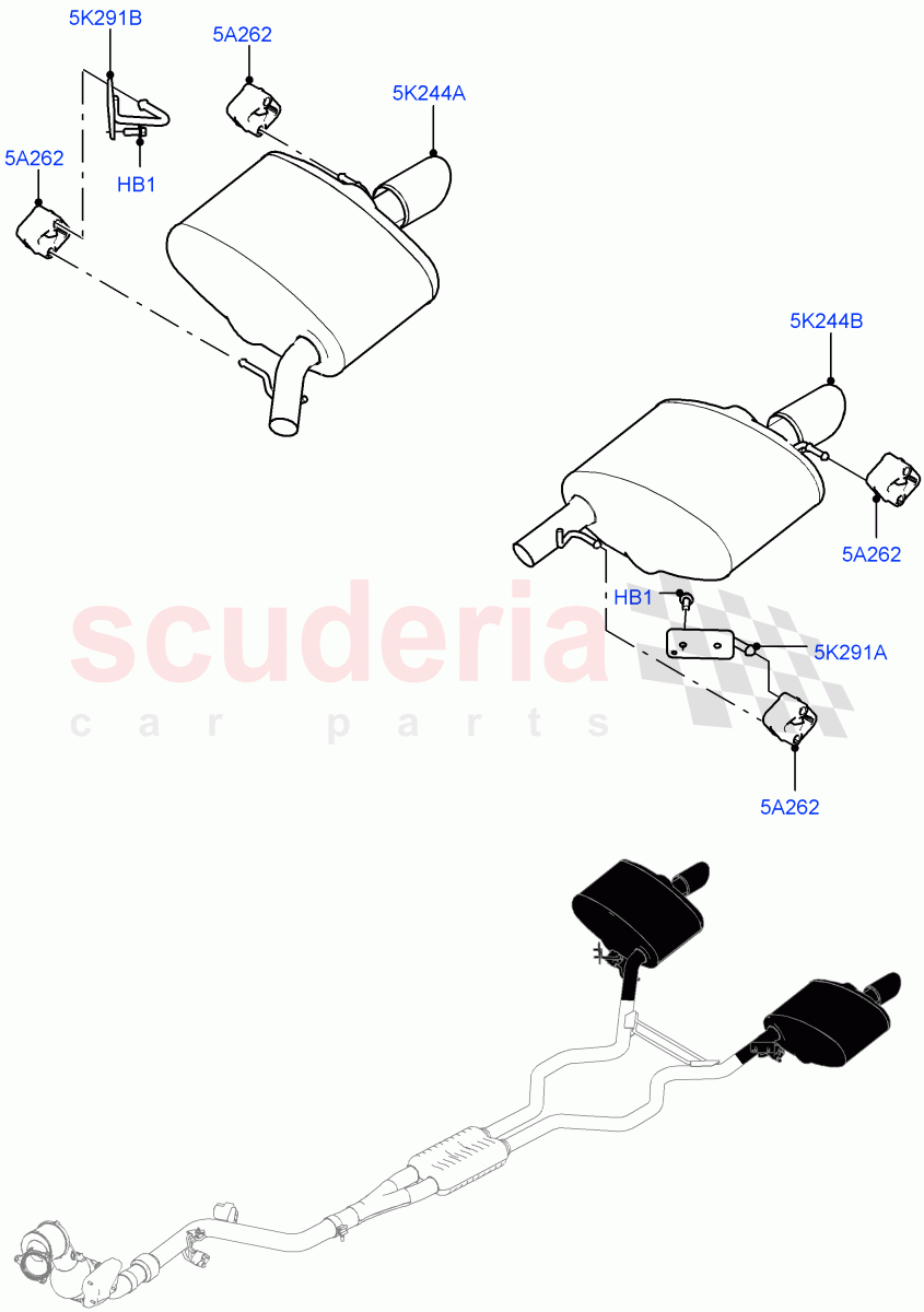 Exhaust System(Rear Section)(2.0L 16V TIVCT T/C 240PS Petrol) of Land Rover Land Rover Range Rover Sport (2014+) [2.0 Turbo Petrol GTDI]