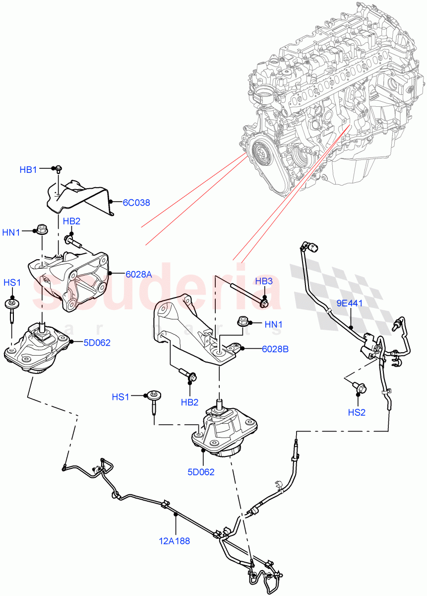 Engine Mounting(Nitra Plant Build)(3.0L AJ20D6 Diesel High)((V)FROMM2000001) of Land Rover Land Rover Defender (2020+) [2.0 Turbo Diesel]