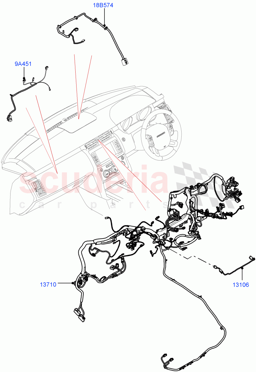 Facia Harness (Solihull Plant Build) ((V) FROMJA000001, (V) TOJA999999) of Land Rover Land Rover Discovery 5 (2017+) [3.0 DOHC GDI SC V6 Petrol]