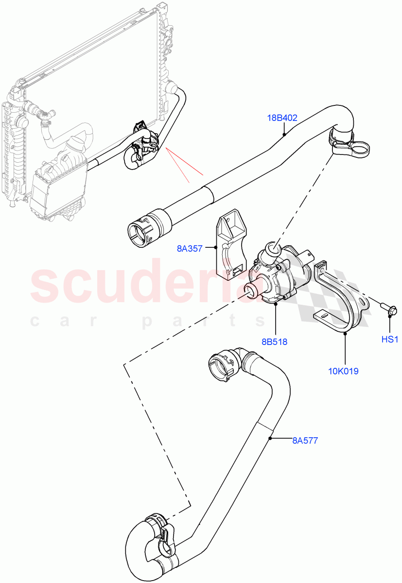 Water Pump(Auxillary Unit)(2.0L I4 Mid DOHC AJ200 Petrol,Itatiaia (Brazil),With Standard Engine Cooling System)((V)FROMJT000001) of Land Rover Land Rover Range Rover Evoque (2012-2018) [2.0 Turbo Petrol AJ200P]