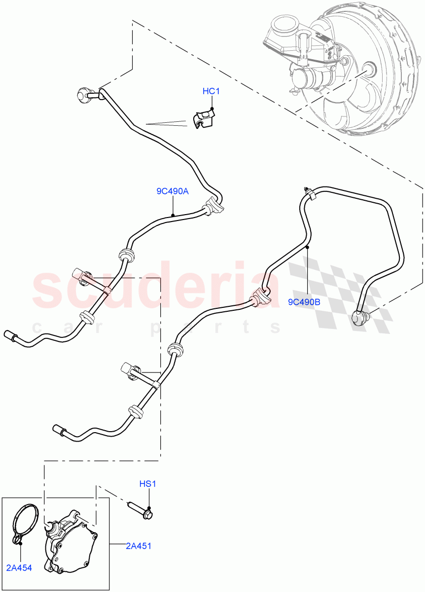 Vacuum Control And Air Injection (Vacuum Pump & Brake Booster Vacuum Control) (2.0L 16V TIVCT T/C 240PS Petrol, Halewood (UK), Standard Electric Starter Motor) of Land Rover Land Rover Discovery Sport (2015+) [2.0 Turbo Petrol GTDI]