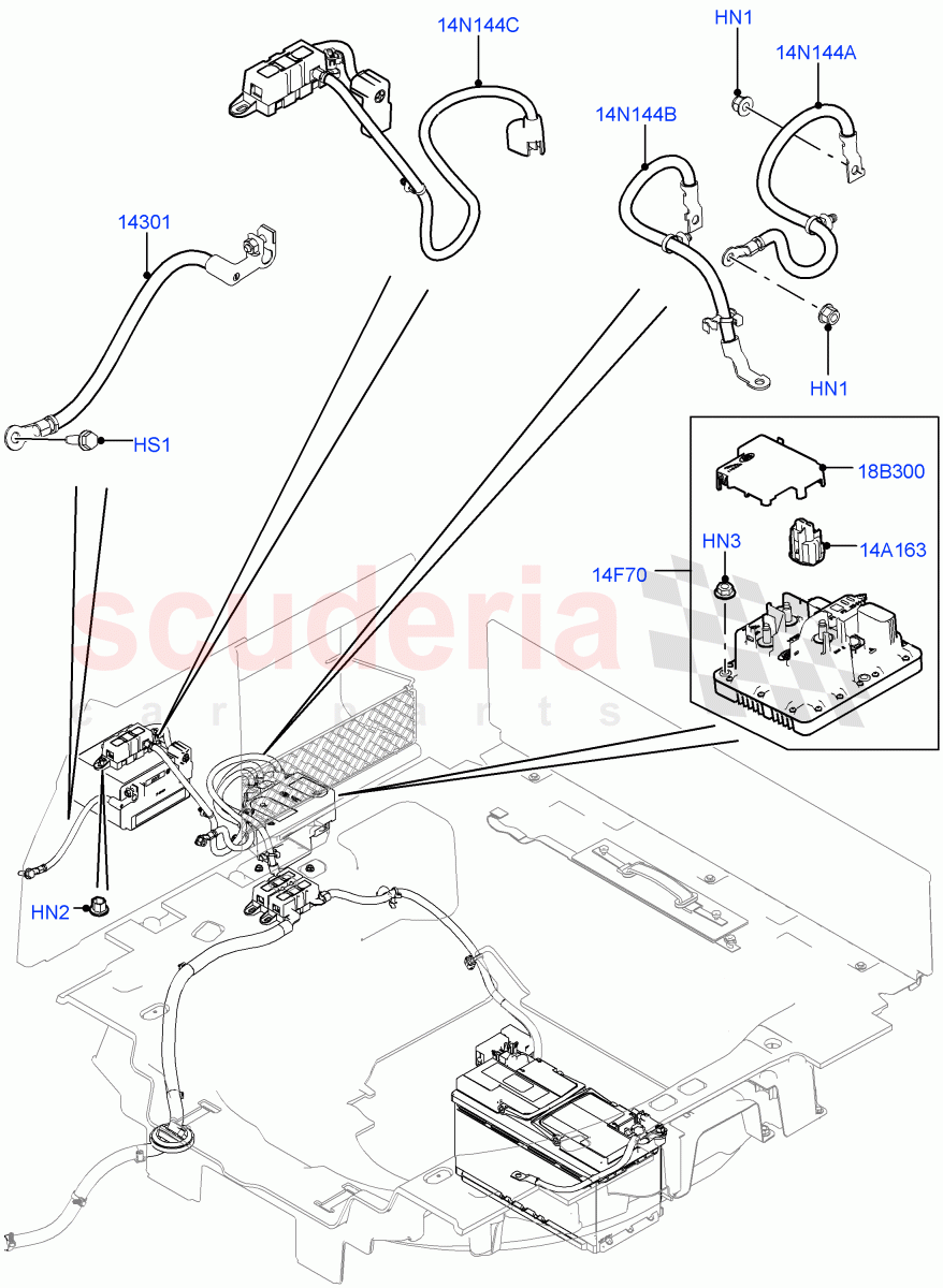 Battery Cables And Horn(Battery Cables)(Auxillary Battery 14AH B19) of Land Rover Land Rover Range Rover (2012-2021) [3.0 Diesel 24V DOHC TC]