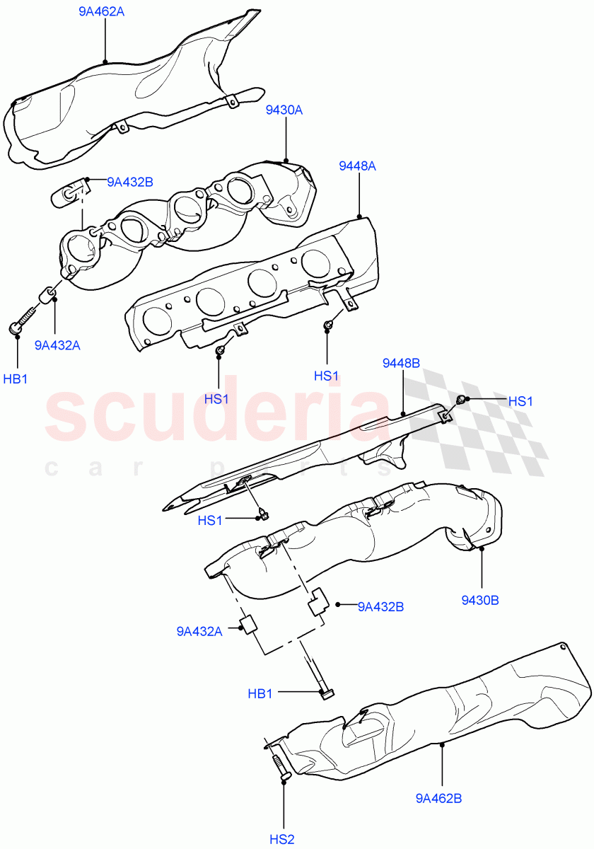 Exhaust Manifold (5.0L OHC SGDI NA V8 Petrol - AJ133) ((V) FROMAA000001) of Land Rover Land Rover Range Rover Sport (2010-2013) [5.0 OHC SGDI NA V8 Petrol]