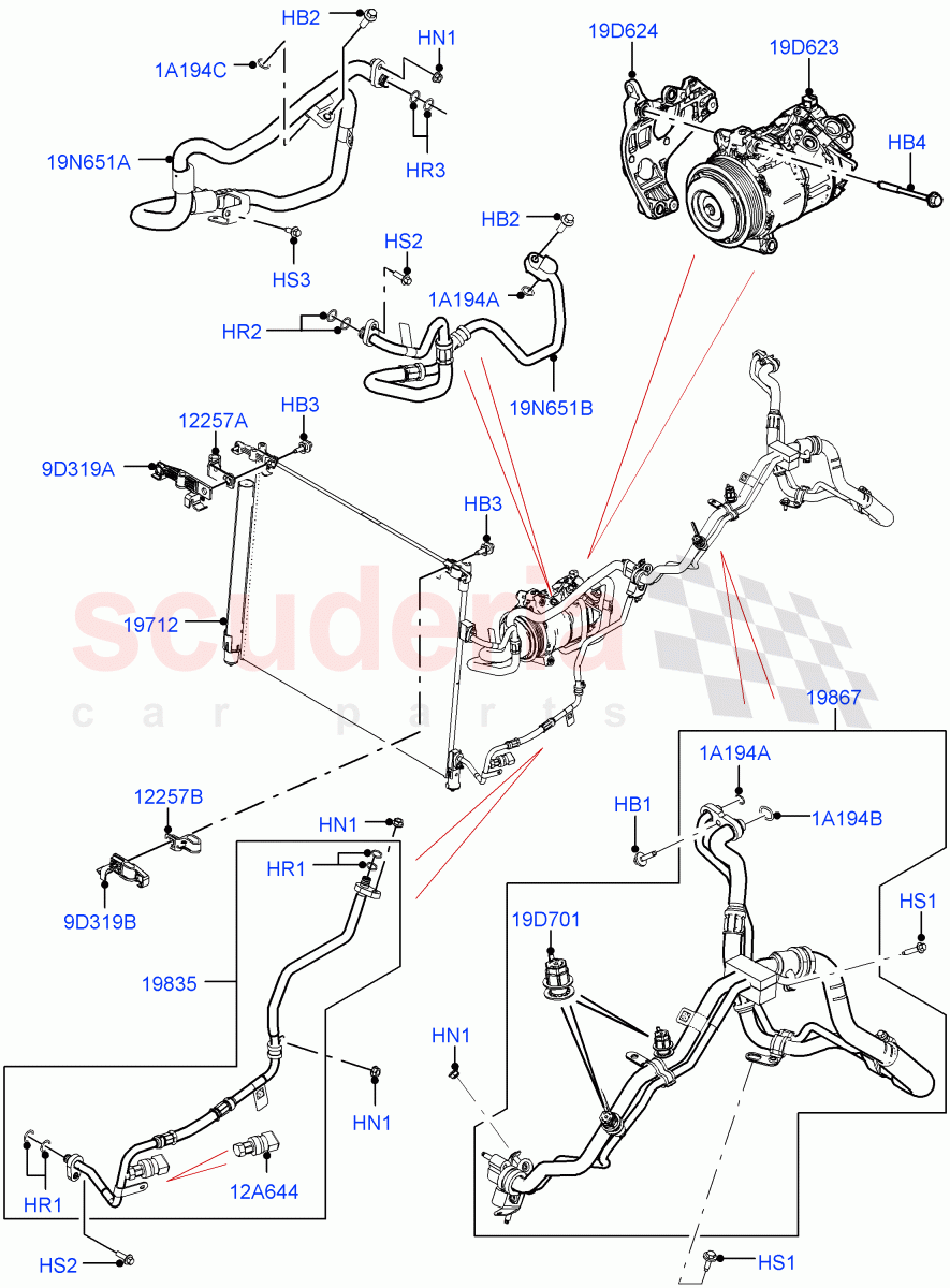 Air Conditioning Condensr/Compressr (Front) (3.0L AJ20P6 Petrol High, 3.0L AJ20D6 Diesel High) ((V) FROMMA000001) of Land Rover Land Rover Range Rover Velar (2017+) [3.0 Diesel 24V DOHC TC]