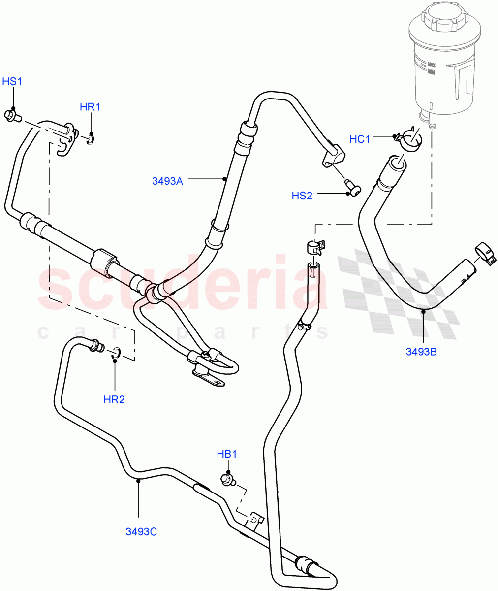 Supply & Return Hoses - Power Strg (3.6L V8 32V DOHC EFi Diesel Lion) ((V) FROMAA000001) of Land Rover Land Rover Range Rover Sport (2010-2013) [5.0 OHC SGDI NA V8 Petrol]
