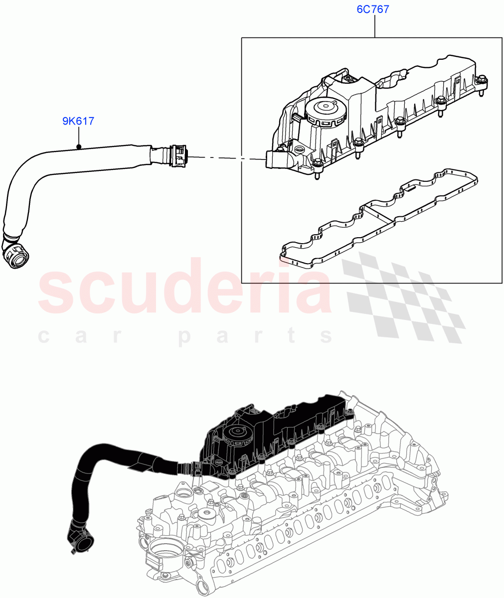 Emission Control - Crankcase(3.0L AJ20D6 Diesel High)((V)FROMMA000001) of Land Rover Land Rover Range Rover Velar (2017+) [3.0 I6 Turbo Diesel AJ20D6]