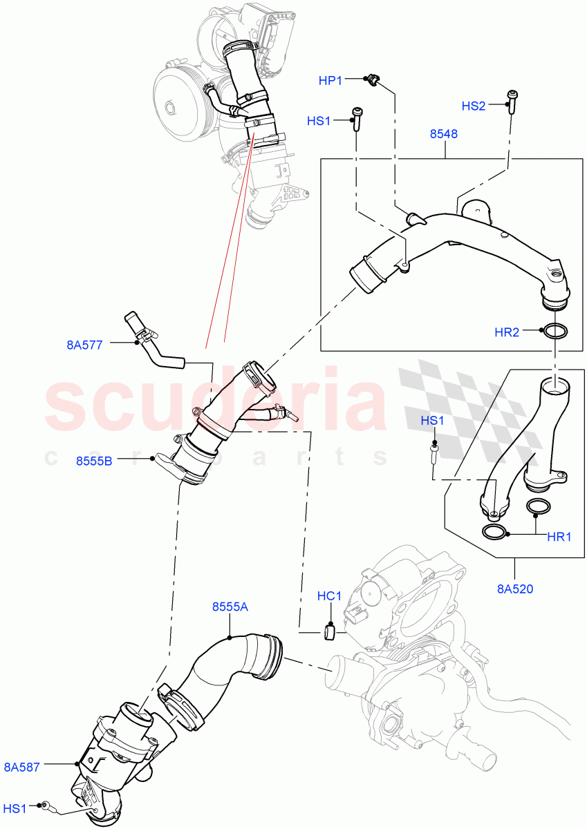 Thermostat/Housing & Related Parts(5.0L P AJ133 DOHC CDA S/C Enhanced)((V)FROMKA000001) of Land Rover Land Rover Range Rover Velar (2017+) [5.0 OHC SGDI SC V8 Petrol]