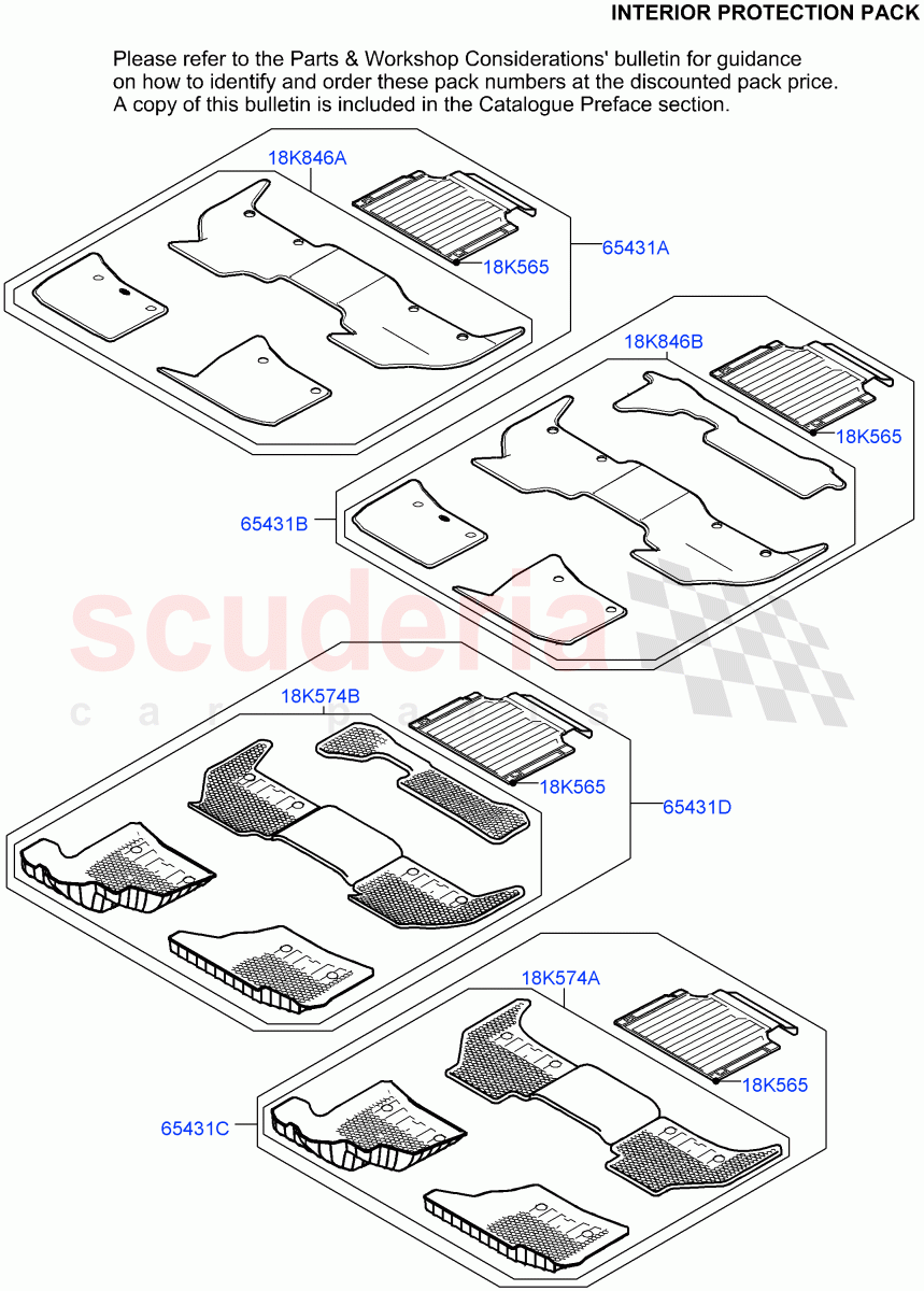 Accessory Pack(Interior Protection Pack: Virtual Part Order Number VPLEINT000/-001/-002/-003/-004/-005/-006/-007) of Land Rover Land Rover Defender (2020+) [2.0 Turbo Diesel]