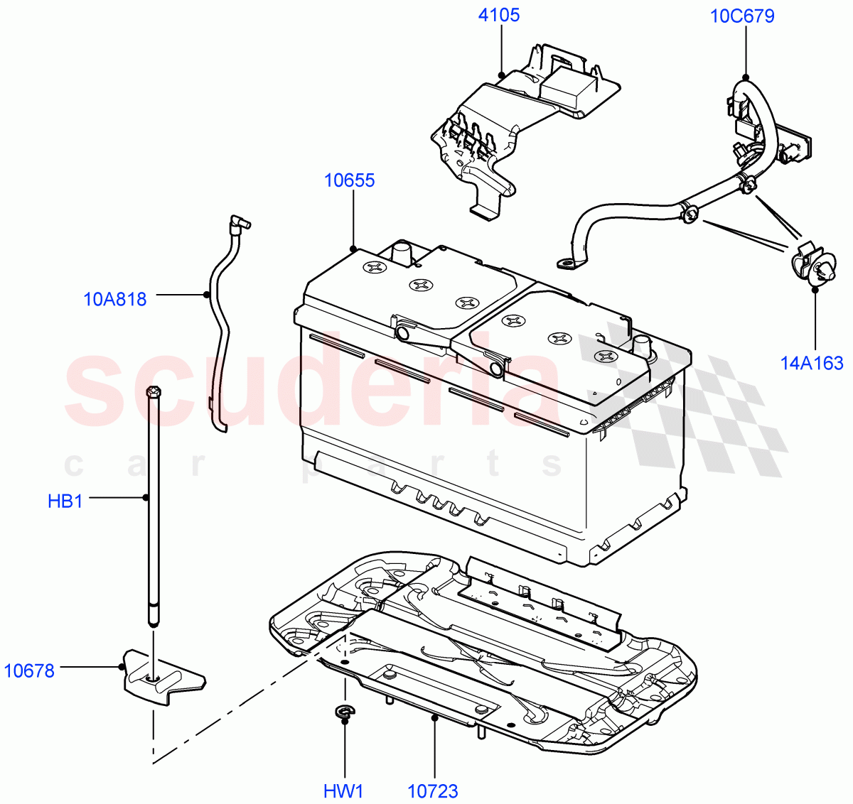 Battery And Mountings((V)FROMAA000001) of Land Rover Land Rover Range Rover (2010-2012) [5.0 OHC SGDI SC V8 Petrol]