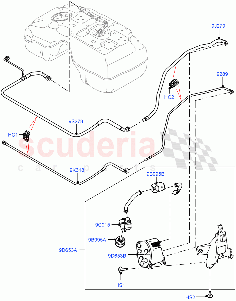 Carbon Canister(1.5L AJ20P3 Petrol High,Halewood (UK),Fuel Tank Filler Neck - DMTL)((V)FROMMH000001) of Land Rover Land Rover Discovery Sport (2015+) [1.5 I3 Turbo Petrol AJ20P3]