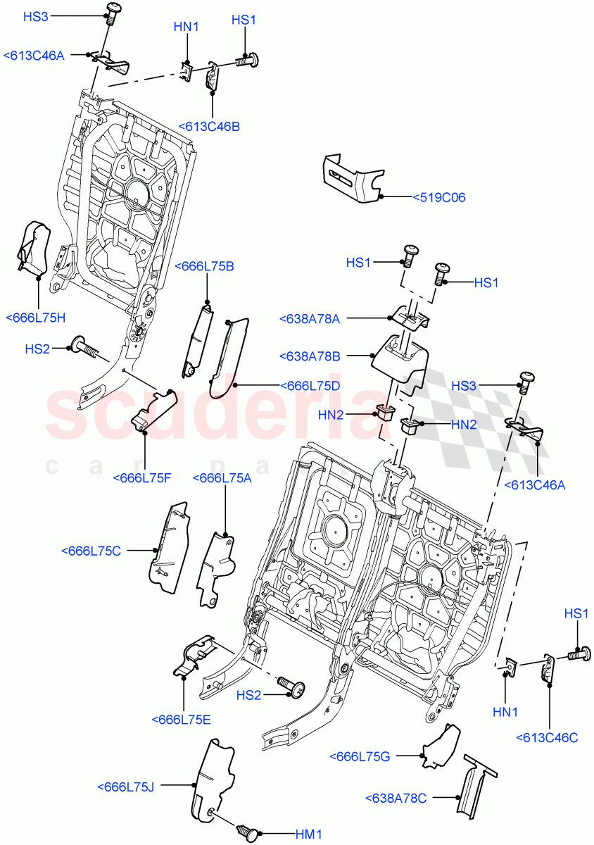 Rear Seat Frame(Finishers)(With 65/35 Split Fold Rear Seat)((V)FROMAA000001) of Land Rover Land Rover Discovery 4 (2010-2016) [4.0 Petrol V6]