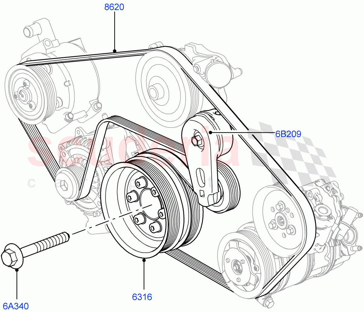 Pulleys And Drive Belts(5.0L OHC SGDI SC V8 Petrol - AJ133)((V)FROMAA000001) of Land Rover Land Rover Range Rover Sport (2010-2013) [5.0 OHC SGDI SC V8 Petrol]