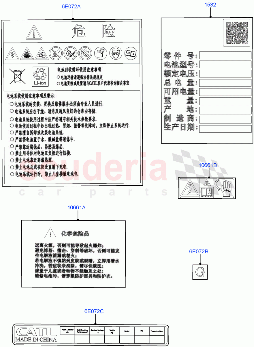 Labels(Traction Battery)(Electric Engine Battery-PHEV)((V)FROMKG446857) of Land Rover Land Rover Discovery Sport (2015+) [2.0 Turbo Petrol GTDI]