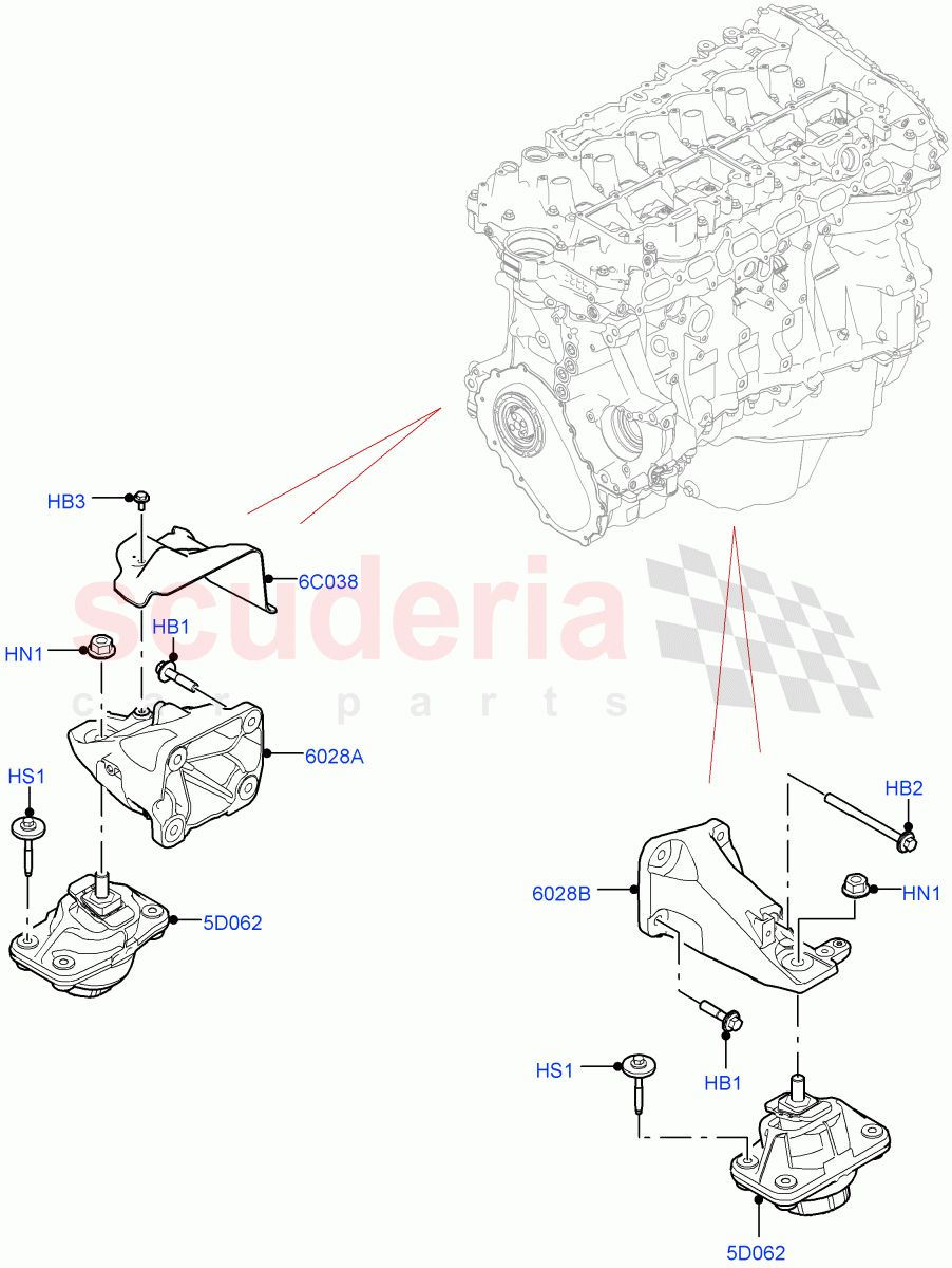 Engine Mounting(Nitra Plant Build)(3.0L AJ20P6 Petrol High)((V)FROMM2000001) of Land Rover Land Rover Discovery 5 (2017+) [2.0 Turbo Diesel]