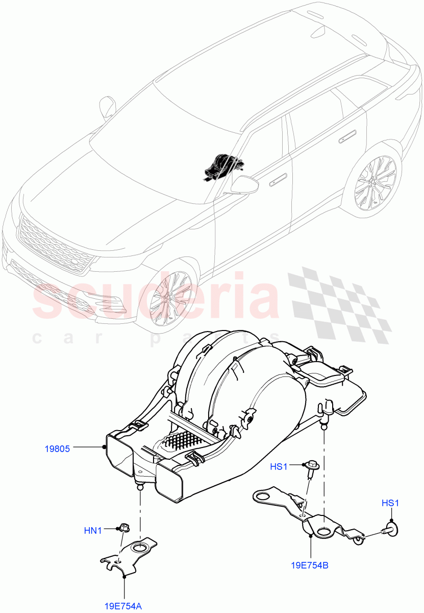 Heater/Air Cond.Internal Components(Auxiliary Blower)(Premium Air Conditioning-Front/Rear) of Land Rover Land Rover Range Rover Velar (2017+) [3.0 DOHC GDI SC V6 Petrol]