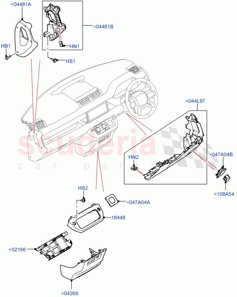 Instrument Panel (Lower, External Components) of Land Rover Land Rover Defender (2020+) [3.0 I6 Turbo Diesel AJ20D6]